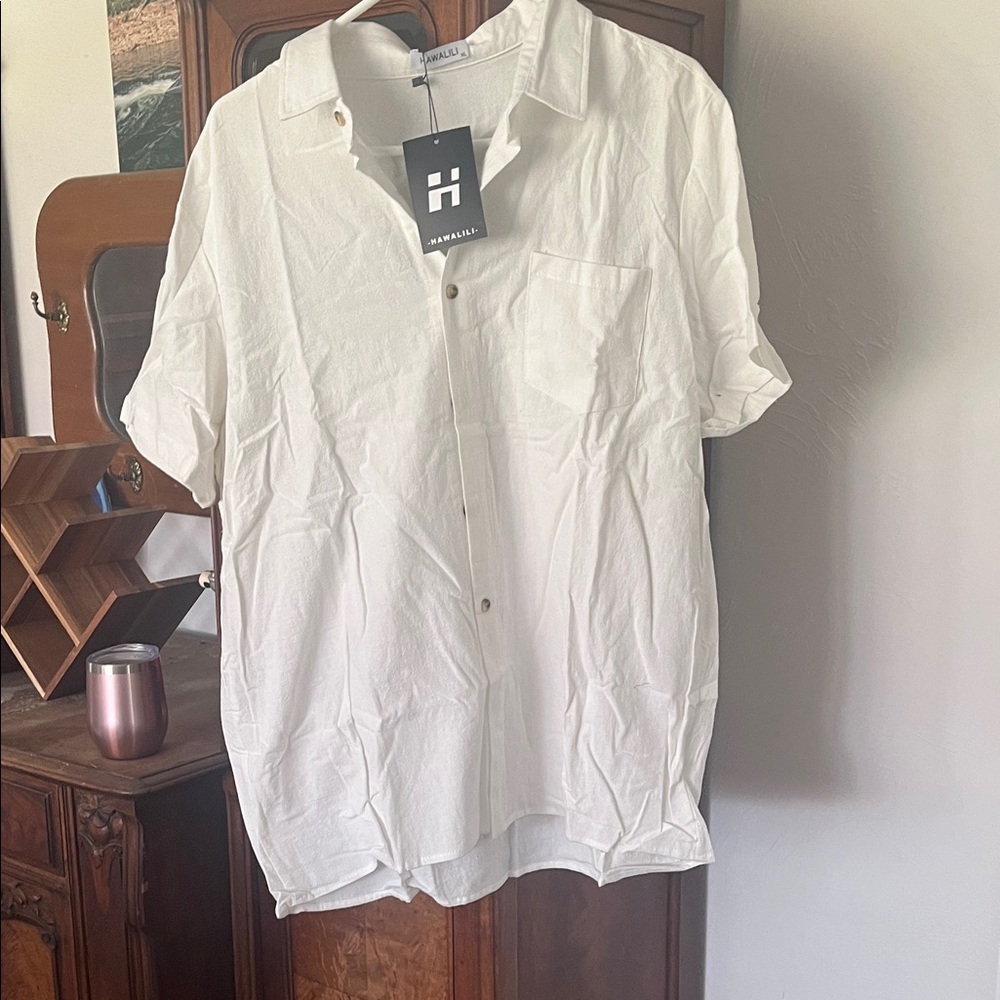 Casual White Button Down Shirt for Men